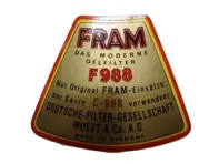 Sticker For Oil Filter Box (FRAM). Porsche 356 - NLA70100900 - 356234-02